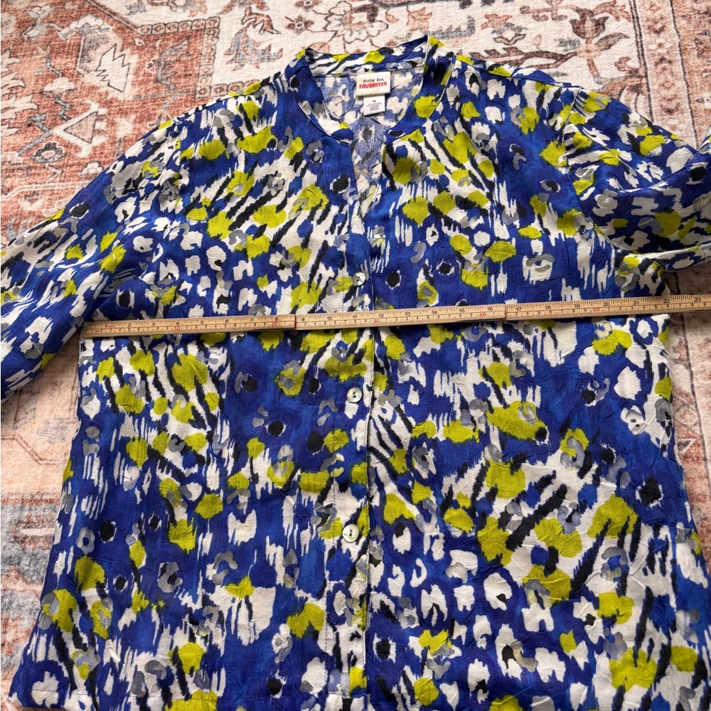 Ruby Rd. Vibrant Blue and Green Button Down Shirt - Picture 8 of 9